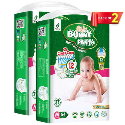 Baby Diaper in Medium size, 108 Count, 5D Core, Anti-Rash Layer, 7-12kg