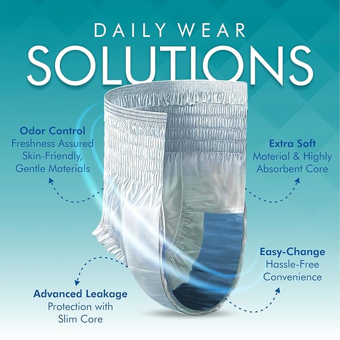 Adult Diaper Pants, Medium Size, Waist (61-115cm), 12 Hrs Absorption, Unisex with Extra Soft, Odour Control,10 Count (Pack of 1)