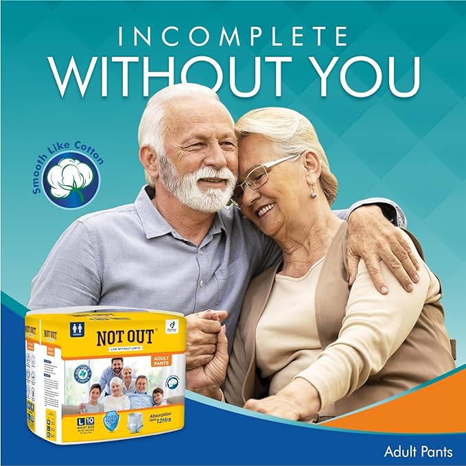 Adult Diaper Pants, Large Size, Waist (75-140cm), 12 Hrs Absorption, Unisex with Extra Soft, Odour Control, 10 Count (Pack of 1)