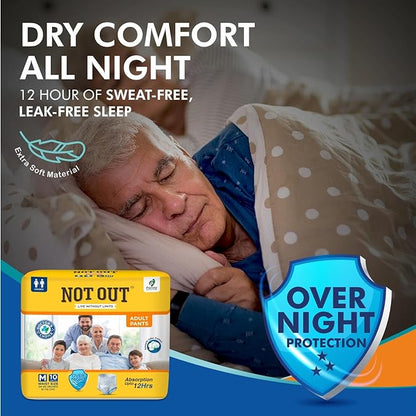 Adult Diaper Pants, Medium Size, Waist (61-115cm), 12 Hrs Absorption, Unisex with Extra Soft, Odour Control,10 Count (Pack of 1)