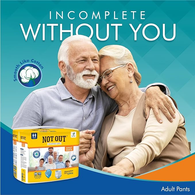 Adult Diaper Pants, Medium Size, Waist (61-115cm), 12 Hrs Absorption, Unisex with Extra Soft, Odour Control,10 Count (Pack of 1)