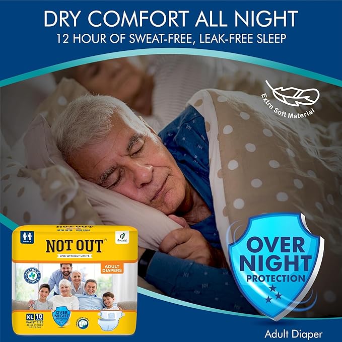 Adult Diaper Tape Style,XtraLarge, Waist 76-101cm, 12 Hrs Absorption, Unisex, Odour Control, 10 Count (Pack of 1)